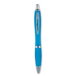 Ballpoint push pen made of ABS with soft grip, black ink turquoise colour