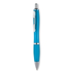 Ballpoint push pen made of ABS with soft grip, black ink turquoise colour second view