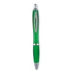 Ballpoint push pen made of ABS with soft grip, black ink transparent green colour