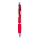 Ballpoint push pen made of ABS with soft grip, black ink transparent red colour main view