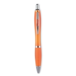 Ballpoint push pen made of ABS with soft grip, black ink transparent orange colour