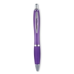 Ballpoint push pen made of ABS with soft grip, black ink transparent violet colour