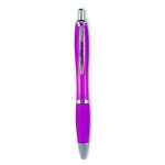 Ballpoint push pen made of ABS with soft grip, black ink fuchsia colour