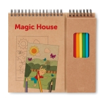 Painting set with 8 coloured pencils and colouring pages pad beige colour second main view