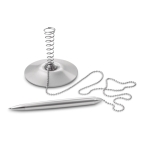 Ballpoint pen holder with ballpoint pen on chain for reception matt silver colour third view