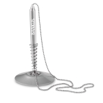 Ballpoint pen holder with ballpoint pen on chain for reception matt silver colour main view