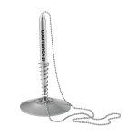 Ballpoint pen holder with ballpoint pen on chain for reception matt silver colour view with print area