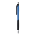 Two-tone plastic ballpoint pen with rubberised grip blue colour