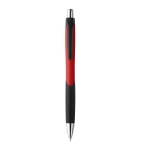 Two-tone plastic ballpoint pen with rubberised grip red colour first view