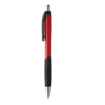 Two-tone plastic ballpoint pen with rubberised grip red colour