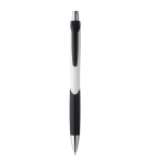 Two-tone plastic ballpoint pen with rubberised grip white colour first view