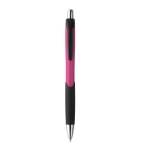 Two-tone plastic ballpoint pen with rubberised grip pink colour first view