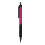 Two-tone plastic ballpoint pen with rubberised grip pink colour