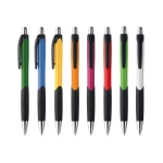 Two-tone plastic ballpoint pen with rubberised grip various colours