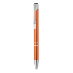 Corporate ballpoint pen made of shiny aluminium orange colour