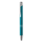 Corporate ballpoint pen made of shiny aluminium turquoise colour