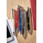 Corporate ballpoint pen made of shiny aluminium titanium colour ambient view