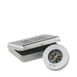 Classic compass in an aluminium box matt silver colour view with print area