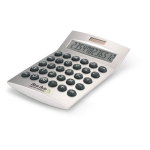 12-digit silver plastic solar powered desk calculator matt silver colour main view