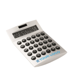 12-digit silver plastic solar powered desk calculator matt silver colour view with print area