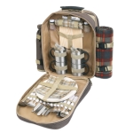 Elegant picnic backpack with blanket & accessories for summer brown colour second view