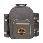 Elegant picnic backpack with blanket & accessories for summer brown colour main view