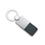 Deluxe keyring made of leather and metal for merchandising black colour