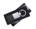 Deluxe keyring made of leather and metal for merchandising black colour second view