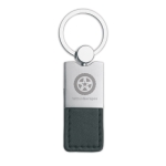 Deluxe keyring made of leather and metal for merchandising black colour second main view