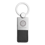 Deluxe keyring made of leather and metal for merchandising black colour third main view