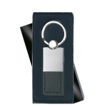 Deluxe keyring made of leather and metal for merchandising black colour fourth view