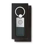 Deluxe keyring made of leather and metal for merchandising black colour fifth view