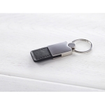 Deluxe keyring made of leather and metal for merchandising black colour third ambient view