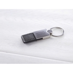 Deluxe keyring made of leather and metal for merchandising black colour third ambient view 2