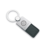 Deluxe keyring made of leather and metal for merchandising black colour main view