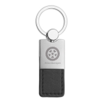 Deluxe keyring made of leather and metal for merchandising black colour second main view