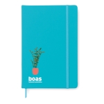 Notebook with soft PU cover, A5 turquoise colour main view