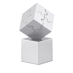 Decorative metal and magnetic puzzle for promotions matt silver colour