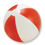 Inflatable beach ball with coloured stripes red colour