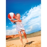 Inflatable beach ball with coloured stripes red colour ambient view