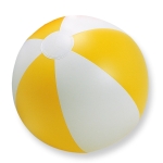 Inflatable beach ball with coloured stripes yellow colour