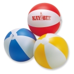 Inflatable beach ball with coloured stripes yellow colour second view