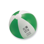 Inflatable beach ball with coloured stripes view with print area