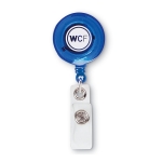 Extendable clip for name badges for promotional events blue colour main view