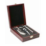 Elegant wine set in a lovely wooden box view with print area