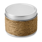 Scented candle in a metal tin for health & wellness promotions brown colour second view