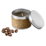 Scented candle in a metal tin for health & wellness promotions brown colour third view