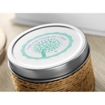 Scented candle in a metal tin for health & wellness promotions brown colour third ambient view 2