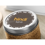 Scented candle in a metal tin for health & wellness promotions brown colour third main view