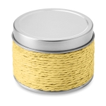 Scented candle in a metal tin for health & wellness promotions yellow colour second view